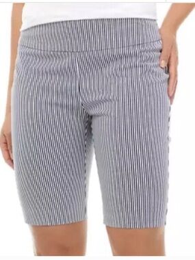 crown & ivy Navy and White Pinstripe Bermuda Shorts